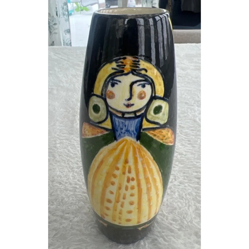 Rare 1969 San Marino Ceramica Titano Hand Painted 9” Day of Dead Vase AD Signed